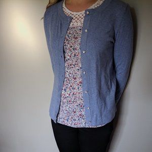 Blue cotton knit Cardigan